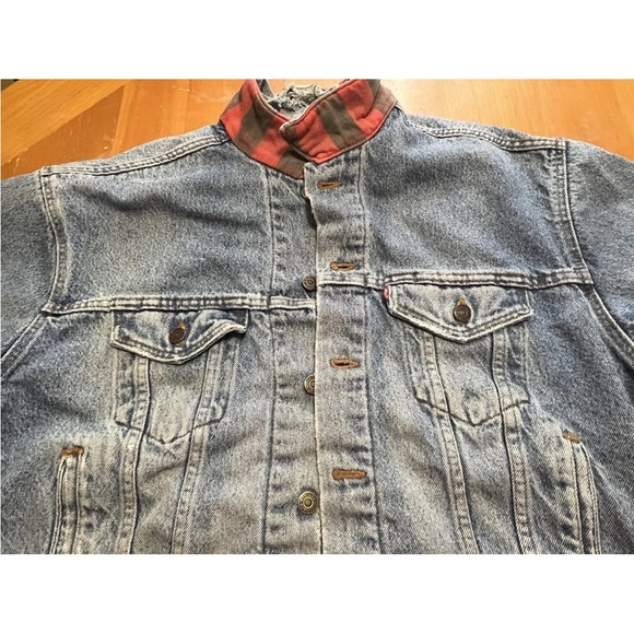 Vintage Levi's Trucker Jacket 70417 80s 90s Buffalo Plaid Size M - Picture 10 of 16